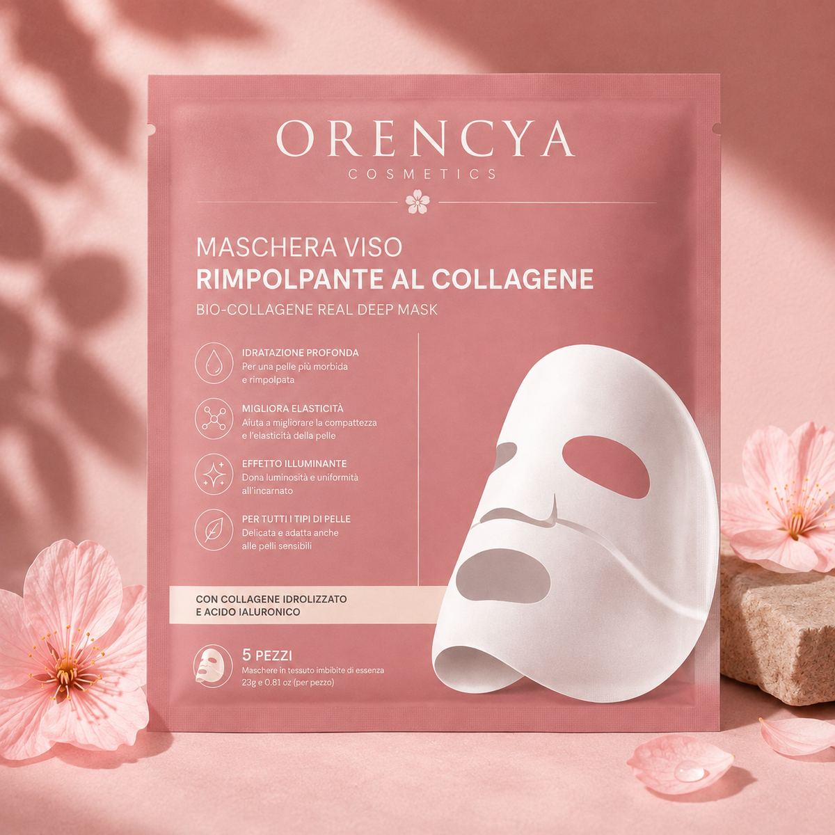 Maschere Viso al Collagene – 5 Pezzi